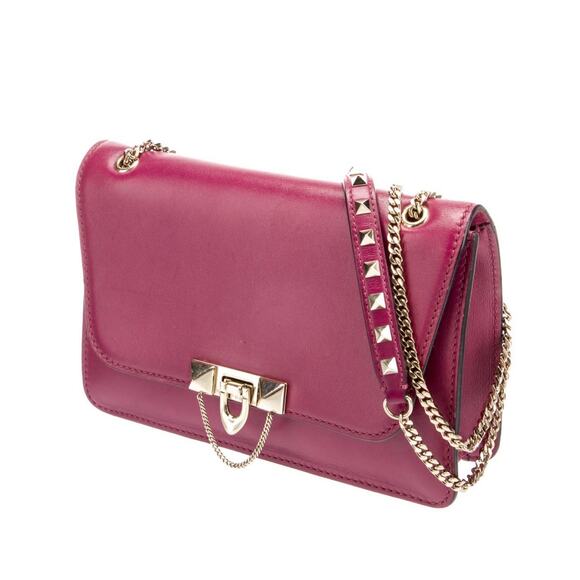 Rockstud Demilune small cross body bag In Camelia Red - Picture 6 of 16